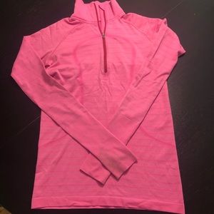 Hot pink lululemon half zip long sleeved top